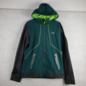 The North Face Men's L Full Zip Performance Hooded Jacket Teal Black Colorblock